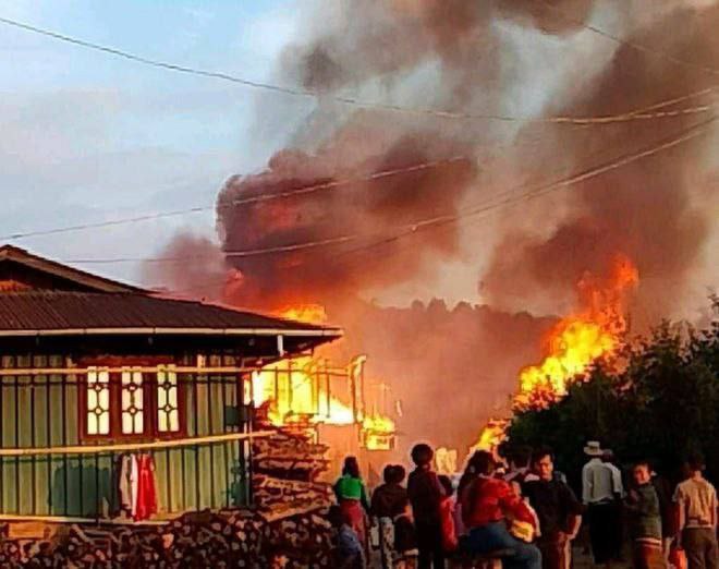 缅甸南散一村庄发生火灾一名聋哑人被烧死