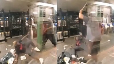 老妇地铁站遭男暴打　打到拐杖断裂没人帮忙