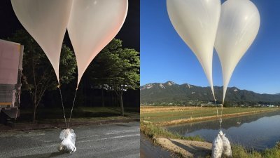 遭朝鲜“粪便气球”屎攻　韩国放话：将采取报复措施